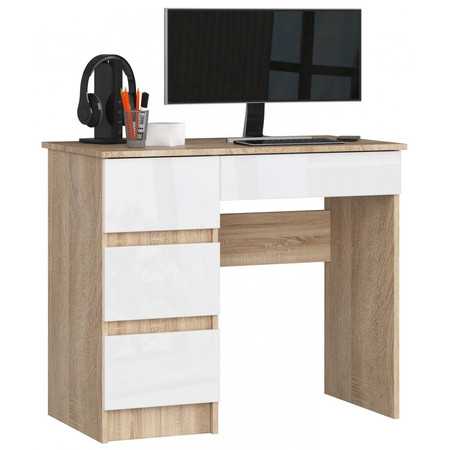 Számítógép asztal A-7 balra - sonoma tölgy/fehér Akord