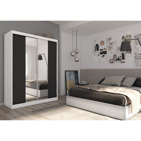 Luzon Gardróbszekrény (160 cm) Fehér / Fekete Furniture
