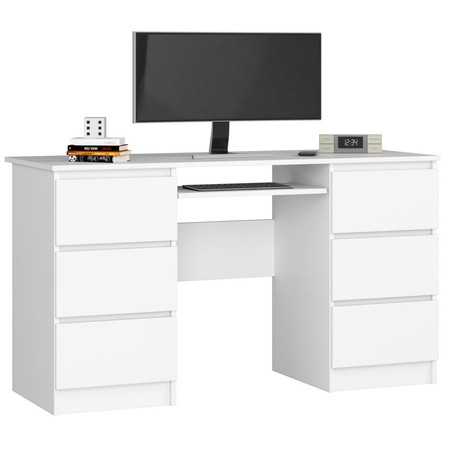Számítógép asztal A-11 - fehér/fehér fényű Akord