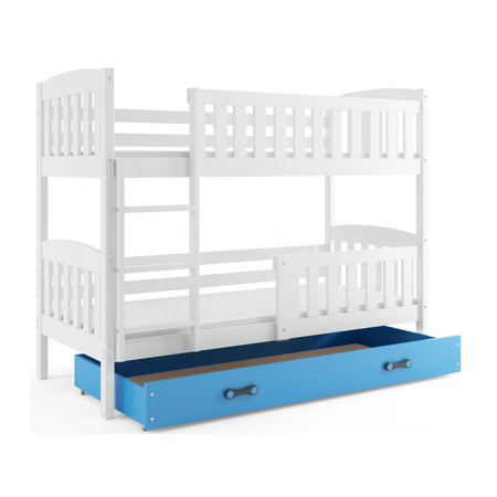 Gyerek emeletes ágy KUBUS tárolóhellyel 90x200 cm - fehér Kék BMS