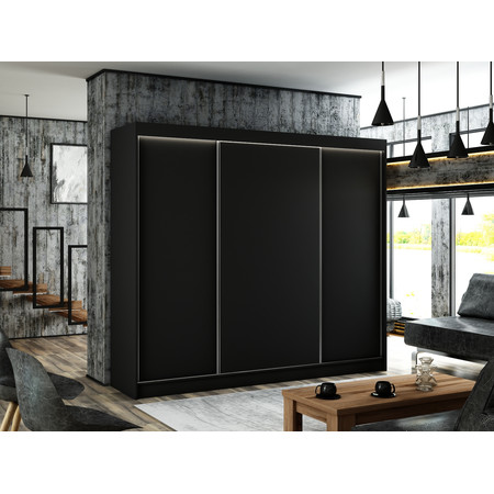 Bergo Gardróbszekrény (250 cm) Fekete / matt Furniture