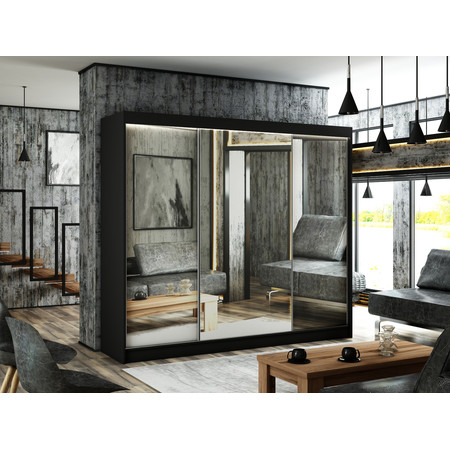 Homa Gardróbszekrény (250 cm) Fekete / matt Furniture