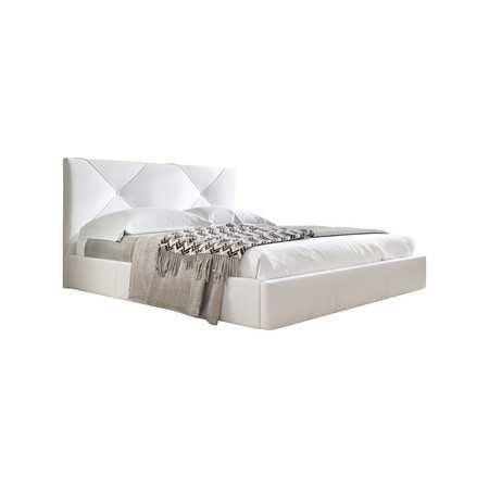 Kárpitozott ágy KARINO mérete 160x200 cm Fehér műbőr TT-FURNITURE