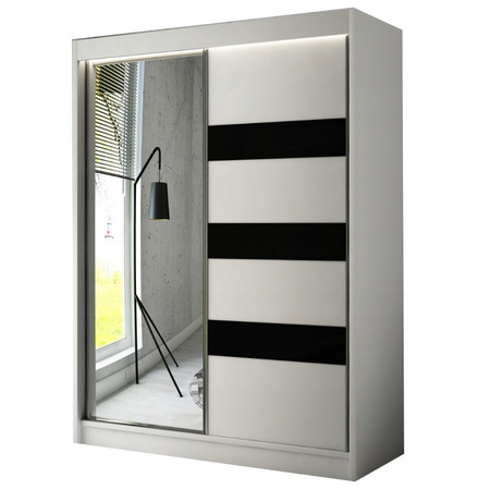 Lotse Gardróbszekrény (250 cm) Matt fehér Fekete Furniture