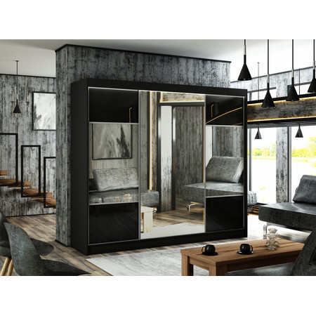 Rico Gardróbszekrény (250 cm) Fekete Fekete / matt Furniture