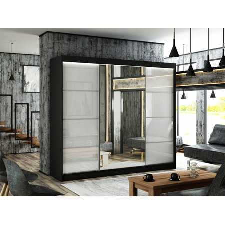 Velis Gardróbszekrény (250 cm) Fekete / matt Fehér Furniture