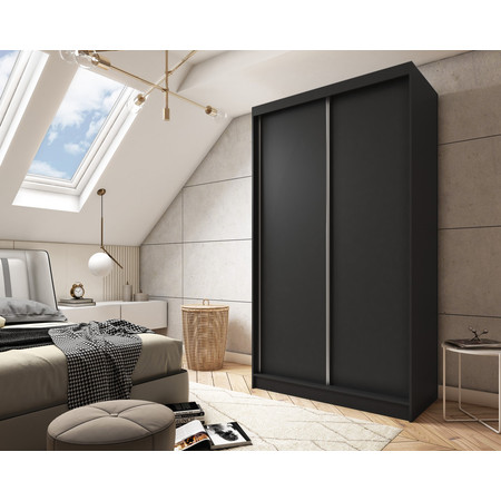 Gardróbszekrény tükör nélkül (120 cm) Fekete Furniture