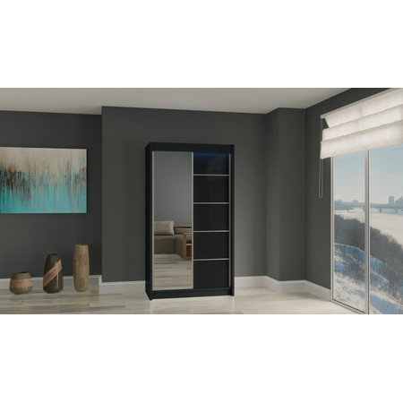 Makira Gardróbszekrény (180 cm) Fekete Furniture