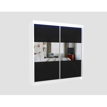 Rosana Gardróbszekrény (200 cm) Fehér / Fekete Furniture