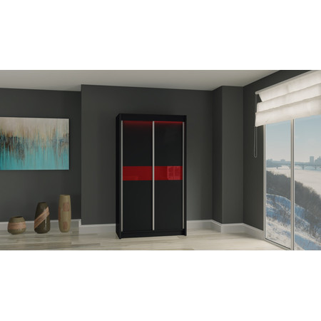 Tanna Gardróbszekrény (120 cm) Fekete / Piros Furniture