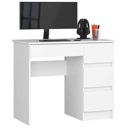 Számítógép asztal A-7 jobb - fehér/fehér fényes Akord