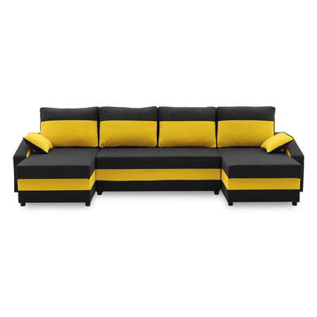 Nagyméretű szétnyitható ülőgarnitúra SPARTA PLUS COLOR Fekete + Sárga SG-nábytek