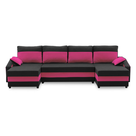 Nagyméretű szétnyitható ülőgarnitúra SPARTA PLUS COLOR Fekete + Rózsaszin SG-nábytek