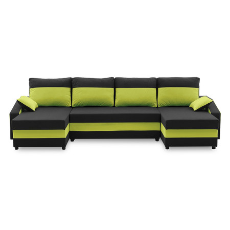 Nagyméretű szétnyitható ülőgarnitúra SPARTA PLUS COLOR Fekete + zöld SG-nábytek