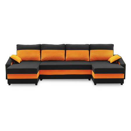Nagyméretű szétnyitható ülőgarnitúra SPARTA PLUS COLOR Fekete + Narancssárga SG-nábytek