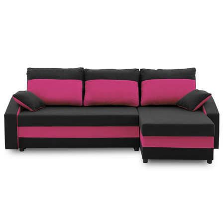 Szétnyitható sarok ülőgarnitúra HEWLET PLUS Color Fekete + Rózsaszin SG-nábytek