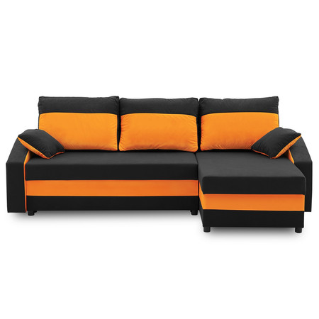 Szétnyitható sarok ülőgarnitúra HEWLET PLUS Color Fekete + Narancssárga SG-nábytek