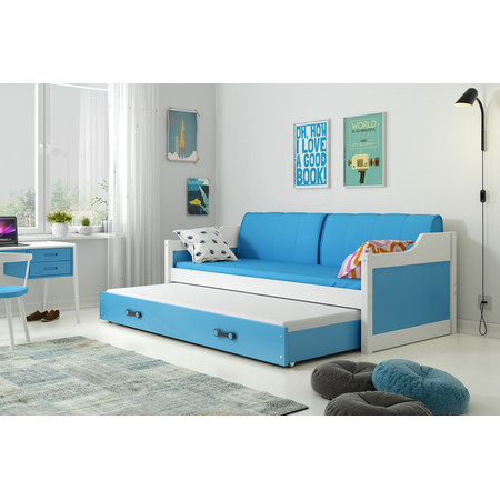 Dětská postel nebo gauč s výsuvnou postelí DAVID 200x90 cm Bílá Borovice BMS