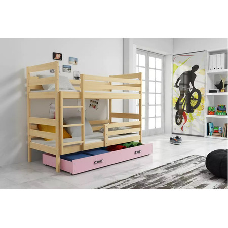 Dětská patrová postel ERYK 80x190 cm - borovice Růžová BMS